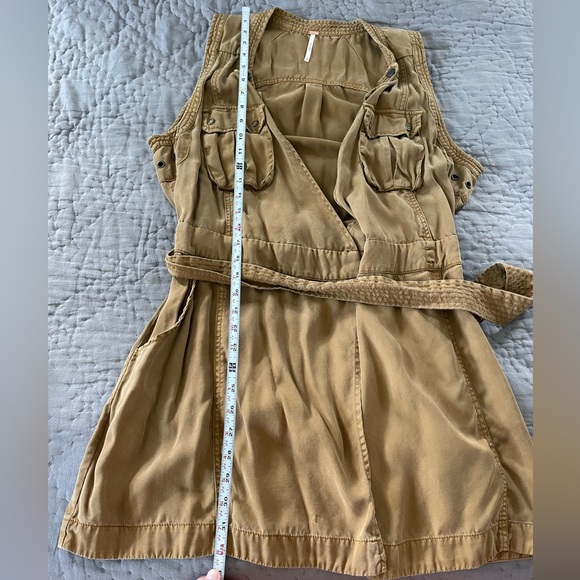 Free People Desert Daylight wrap utility dress medium 100% Tencel Fall Brown - Picture 14 of 15